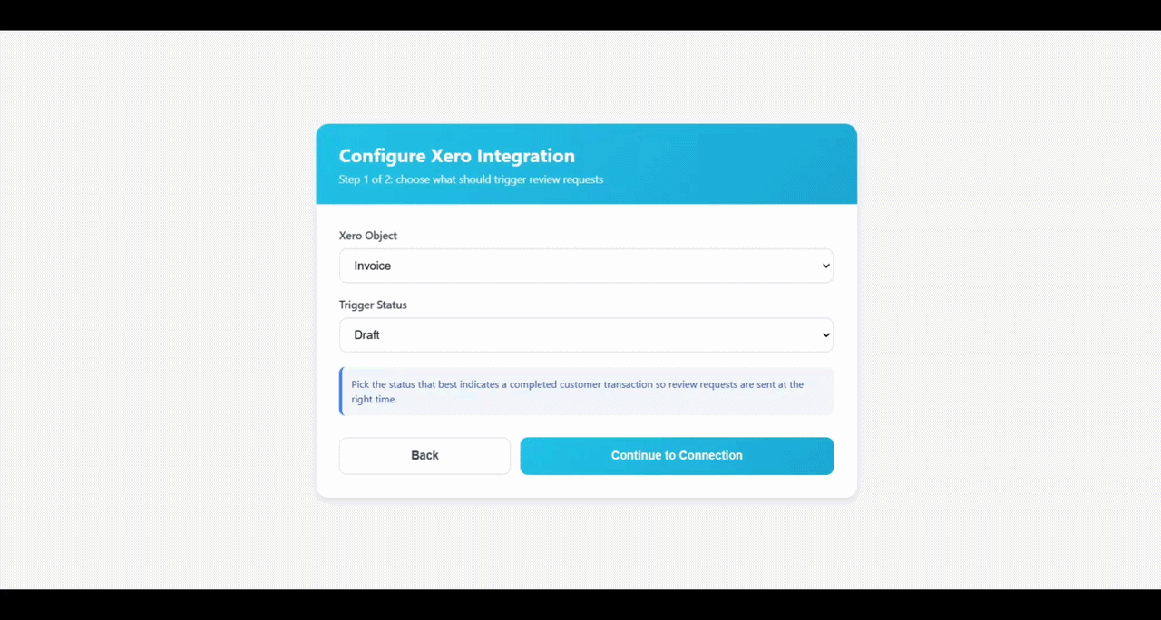 Xero integration configuration interface