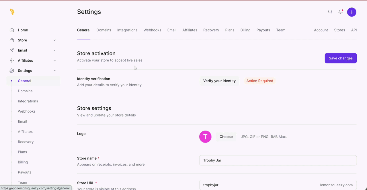 How to Connect Lemon Squeezy with Trophy Jar 1 Lemon Squeezy Trophy Jar SaaS Integration Step 1