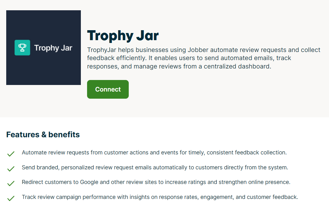 1 Connect from the Jobber App Marketplace 1 1
