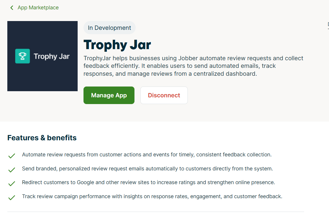 How to Connect Trophy Jar with Jobber 1 1 Connect from the Jobber App Marketplace 1