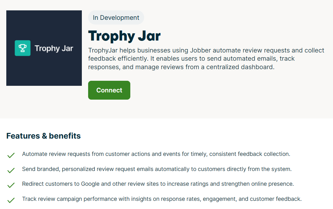 How to Connect Trophy Jar with Jobber 2 1 Connect from the Jobber App Marketplace 2