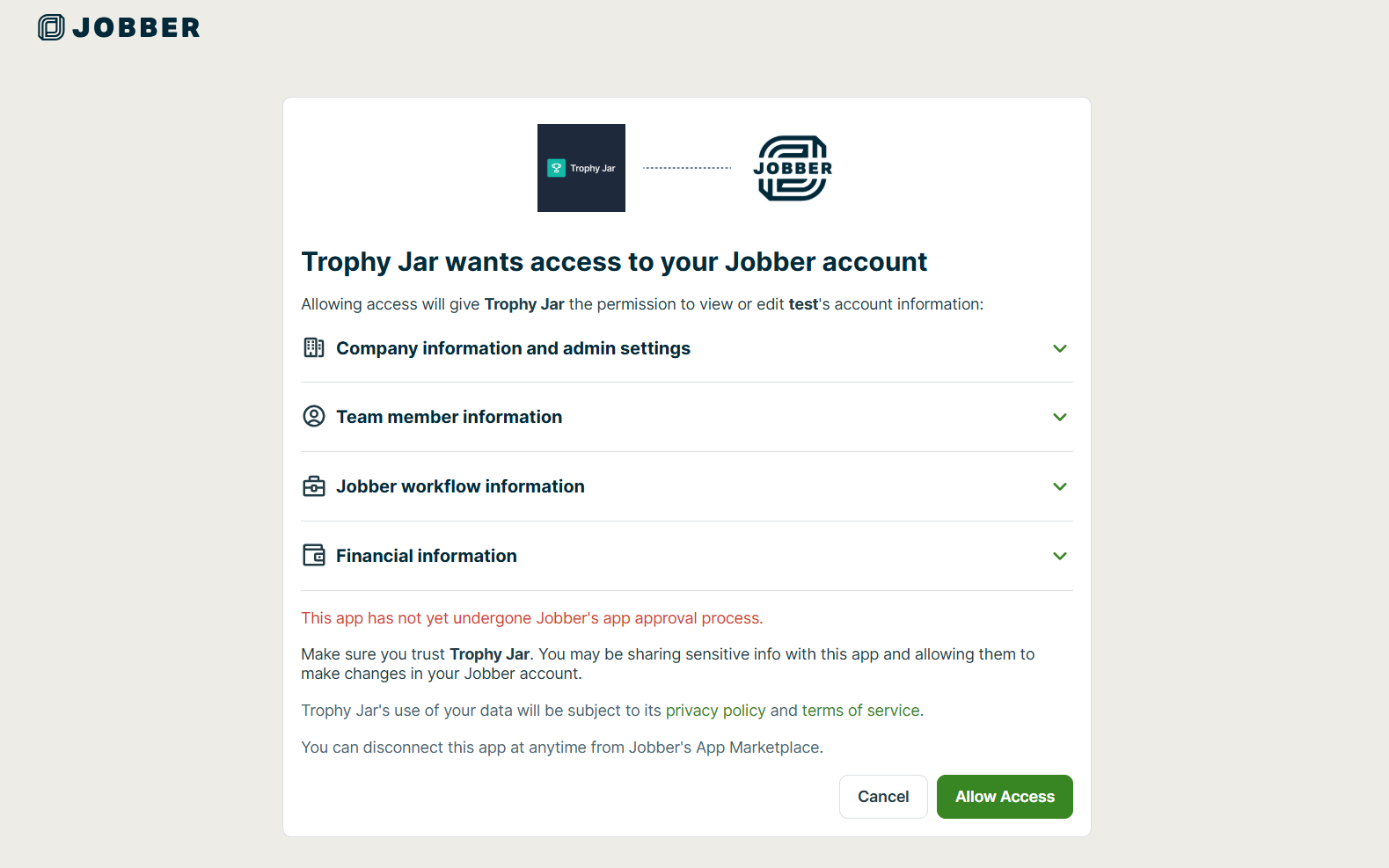 How to Connect Trophy Jar with Jobber 5 3 Sign into Trophy Jar