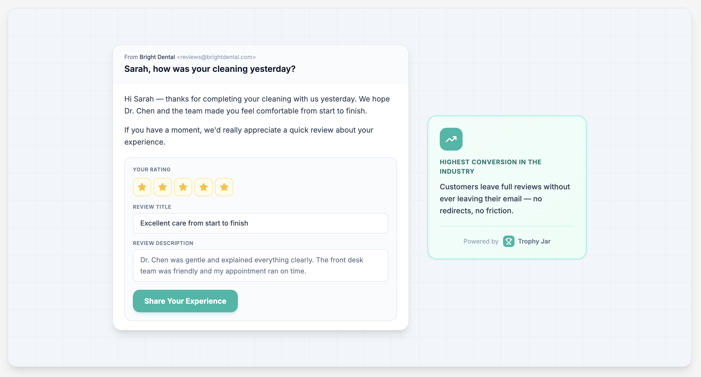 How to Collect Customer Reviews Without Chasing People Down 4 Email requesting feedback on dental visit