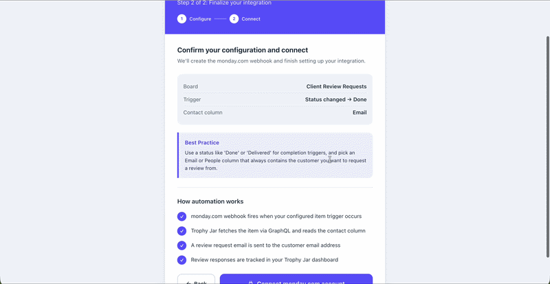 3 Connect Trophy Jar to Monday.com Account